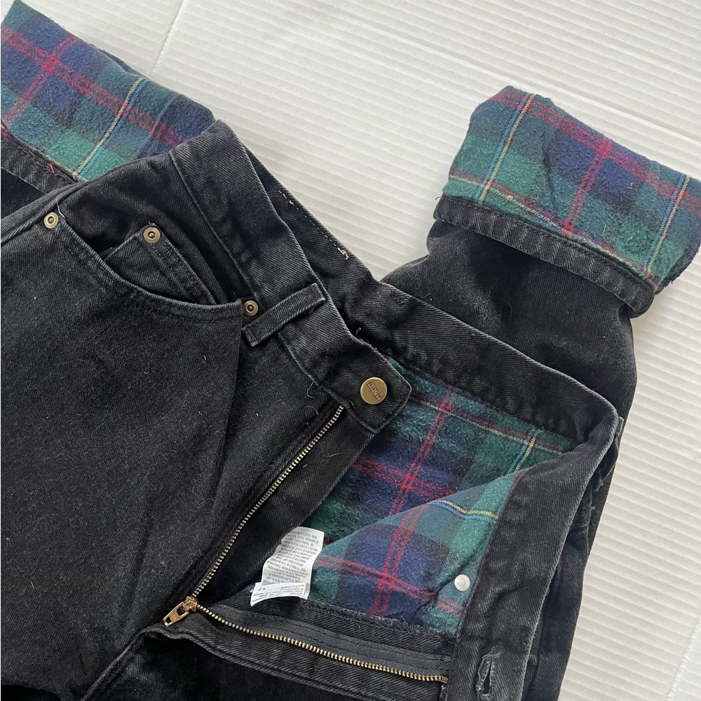 Vintage LL.Bean Mom Jeans – Flannel Lined, Faded Black Wash Size 8